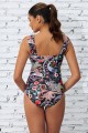 Floral Print Scoop Neck Wide Straps Tummy Control OnePiece Swimsuit