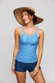 Striped V Neck Drawstring Tankini Set