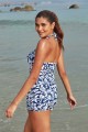 Blue Floral Sweetheart Neck Adjustable Straps Ruching Front OnePiece Swimsuit