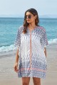 Geometric Print VNeck HalfSleeves Loose Cover Up