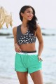 Black Colorblock VNeck Sporty Bikini Top And HighWaist Boy Shorts Set